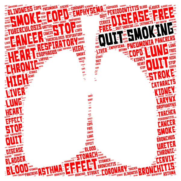 Word cloud of quit smoking in lung shape — Stock Photo, Image