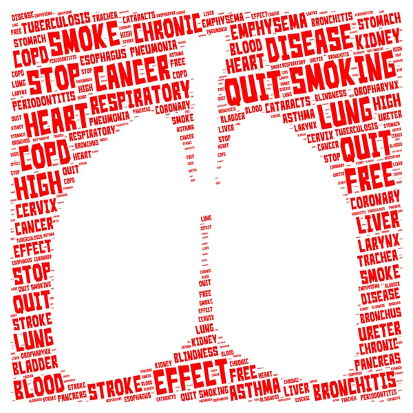 Nuvem de palavras de parar de fumar em forma de pulmão — Fotografia de Stock