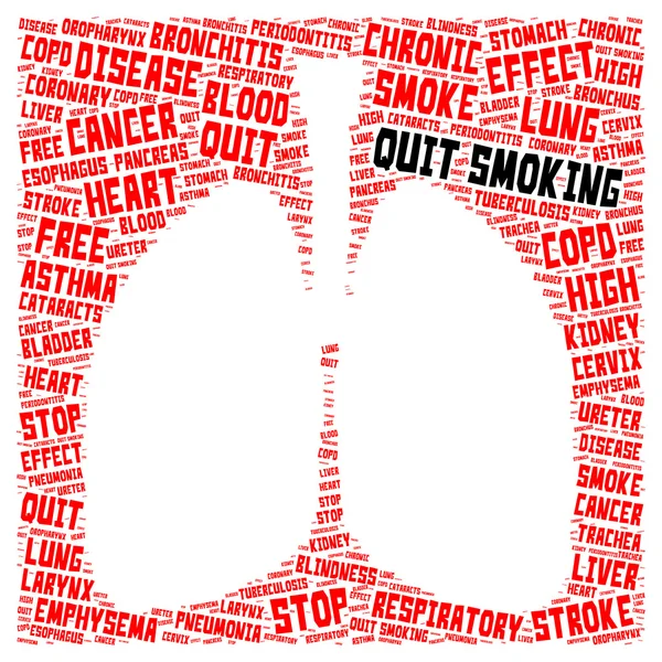 Word cloud of quit smoking in lung shape — Stock Photo, Image