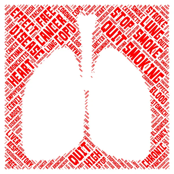 Word cloud of quit smoking in lung shape — Stock Photo, Image