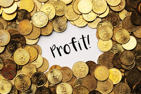 Background of the coins of Malaysia with word profit in the midd — Stock Photo, Image