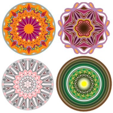 Beyaz arka plan üzerinde izole kaleydoskop çiçek Mandala
