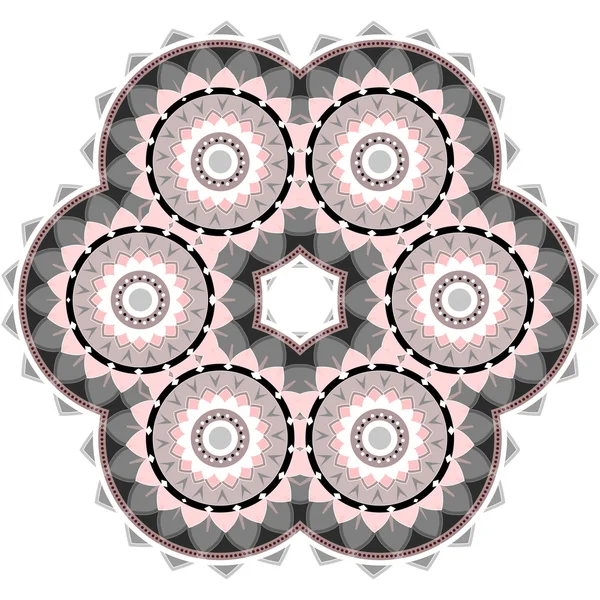 Yuvarlak bir çiçek mandala oluşturan öğeler