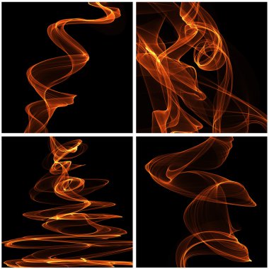 Siyah bir zemin üzerine parlak alevler kümesi