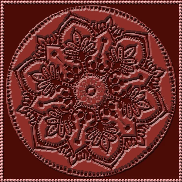 Fragment Indian drawing on a red background — Stock Photo, Image