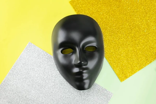 Black carnival mask completely hiding the face for a woman or a man — Stock Photo, Image