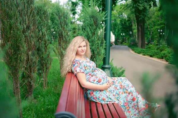 공원에 있는 임신부 — 스톡 사진