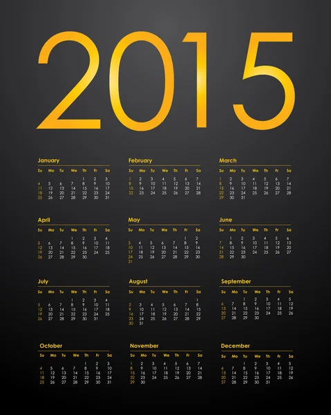 Calendrier 2015, illustration vectorielle, eps10 — Image vectorielle