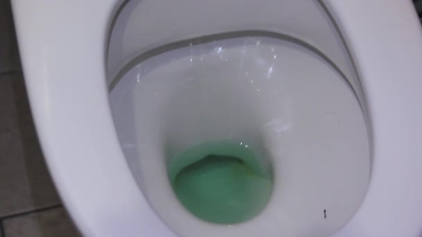 Flushing water in the toilet close-up. — Stock Video