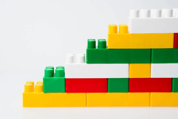 Pyramid Made Colorful Cubes Children Constructor Business Education Goals Achievement — Stock Photo, Image