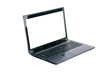 Dizüstü bilgisayar ekranında beyaz arkaplan, kopyala, izole et.