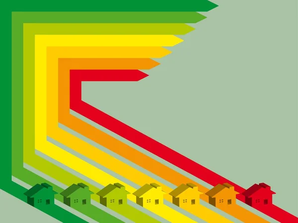 Casas Tabela Energia Conceito Eficiência Energética — Vetor de Stock