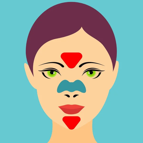 Cabeza Una Mujer Con Manchas Cara — Vector de stock