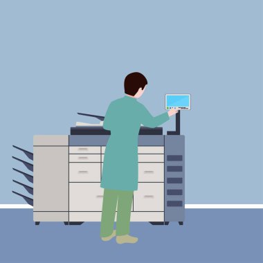 Çoklu fonksiyon kullanan bir adam, kavramsal vektör