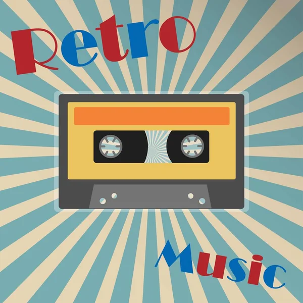 Vintage Audio Cassette Met Tekst Retro Muziek — Stockvector