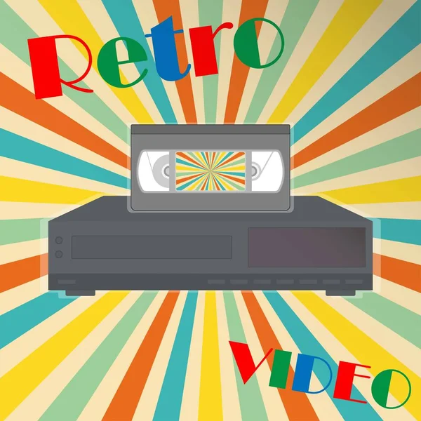 Videokazeta Video Přehrávači Textem Retro Video — Stockový vektor