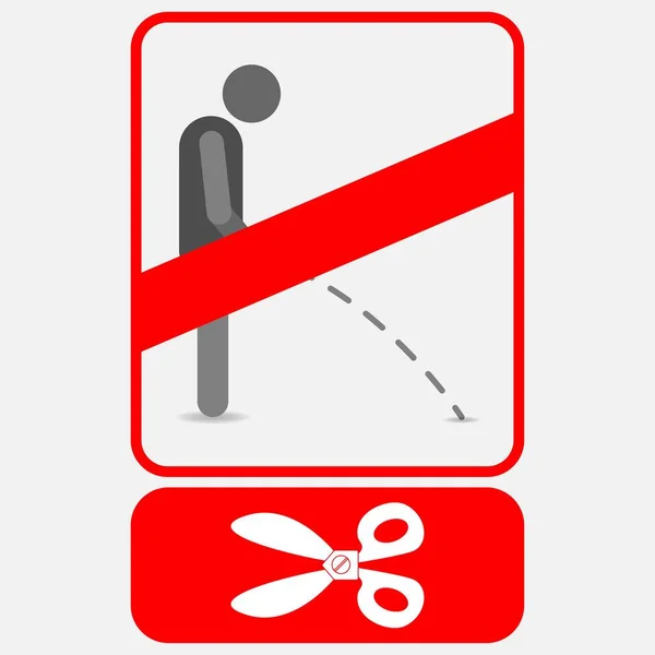 Icono Orinar Orinar Signo Prohibido Icono Tijeras — Vector de stock