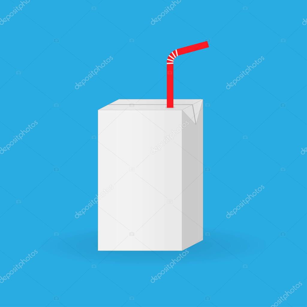 Blank box of juice with straw, conceptual vector