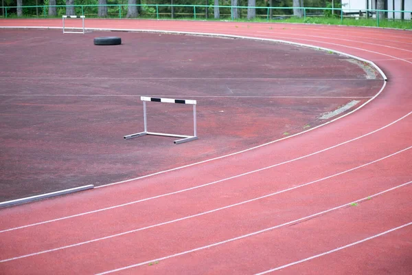 The running track of an athletics stadium