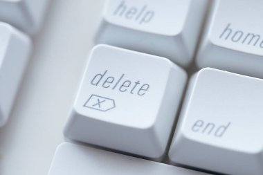 Silme tuşunun klavyedeki kavramsal yakın plan fotoğrafı.