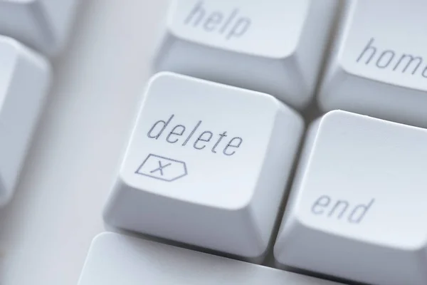 A conceptual close up photo of the delete key on a keyboard.