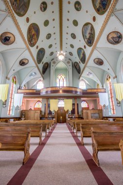 The interior beauty of the St. Ignatius catholic mission in St. Ignatius, Montana.