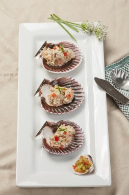 ton balıklı salata kabukları üzerinde genel bakış.