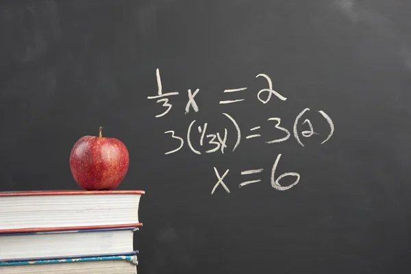 Red apple and algebra equation. — Stock Photo, Image