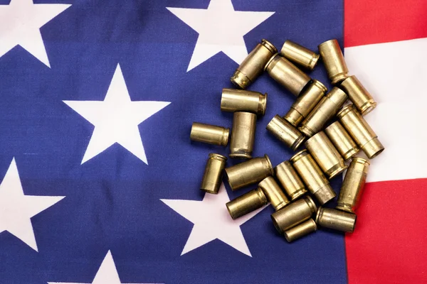 Shells on the US flag. — Stock Photo, Image