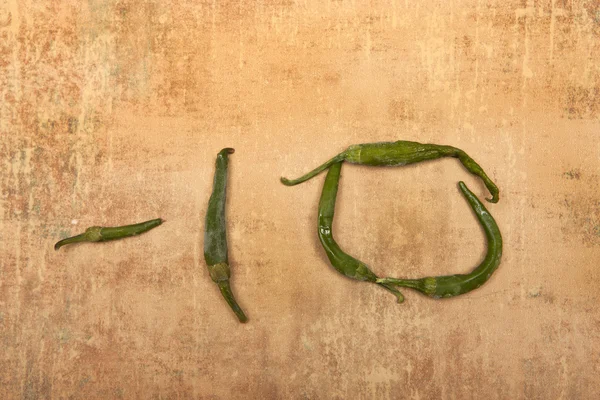 Negative 10 from green peppers. — Stock Photo, Image