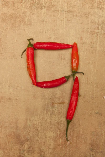 Nummer 9 uit rode paprika. — Stockfoto