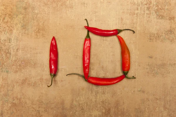 Number 10 from red peppers. — Stock Photo, Image