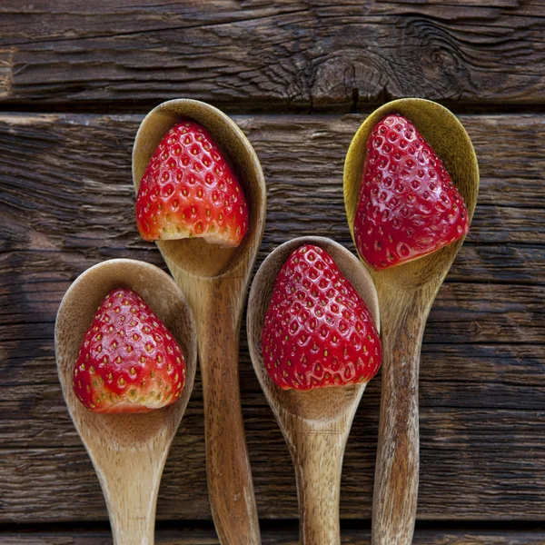 Weergave van rode aardbeien. — Stockfoto