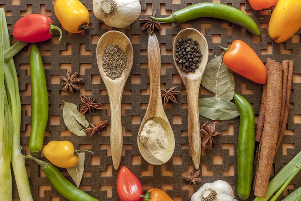 Veggies and spices. — Stock Photo, Image