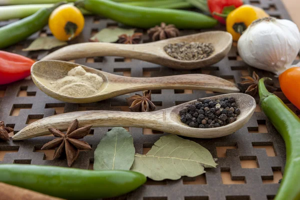 Close up of veggies and spices. — Stock Photo, Image