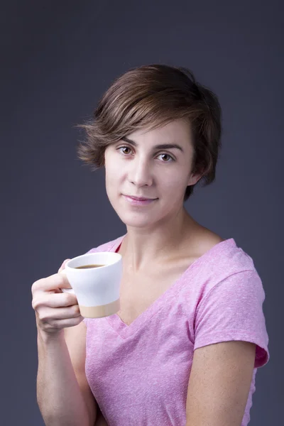 Senhora e seu café . — Fotografia de Stock