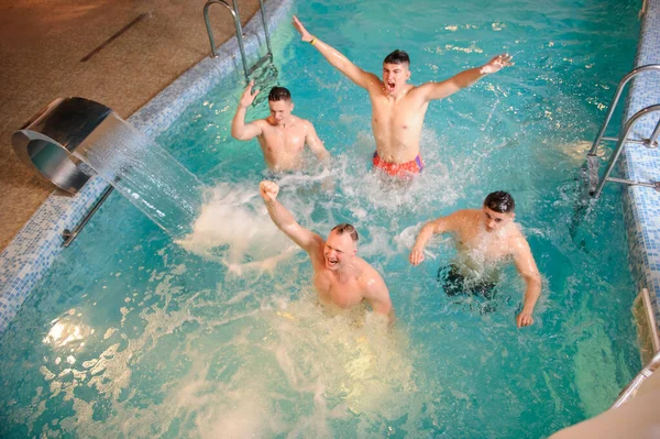 Top View Men Relaxing Swimming Pool Spa Centre — Stock Photo, Image