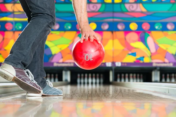 Young man bowling having fun — Stock Photo, Image