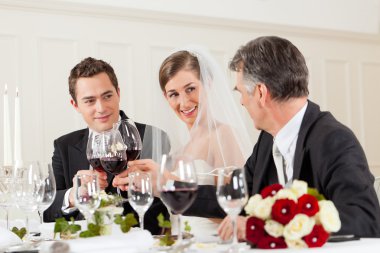 Wedding party at dinner clipart
