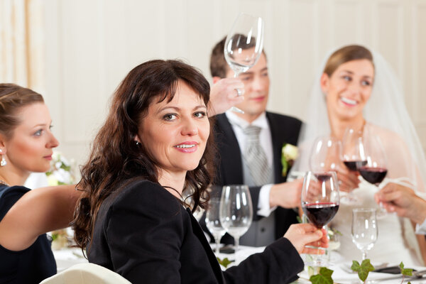 Wedding party at dinner