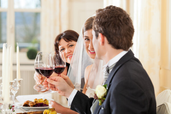 Wedding party at dinner or lunch