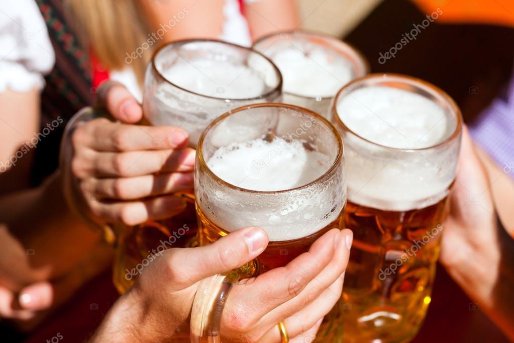 Fresh beer in a Beer garden