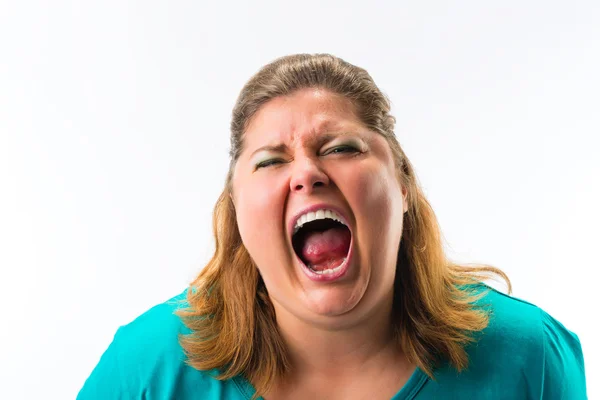 Vrouw schreeuwen luid — Stockfoto