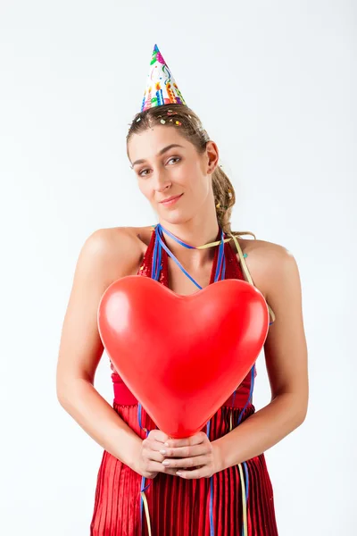 Mujer celebrando cumpleaños o día de San Valentín —  Fotos de Stock