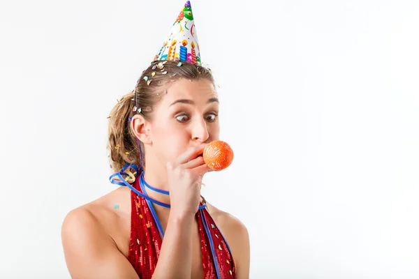 Woman celebrating birthday — Stock Photo, Image