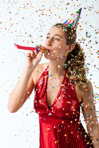 Mulher comemorando aniversário — Fotografia de Stock