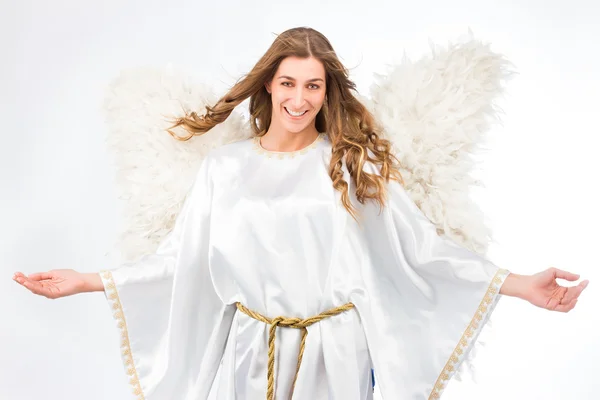 Mulher em traje de anjo — Fotografia de Stock