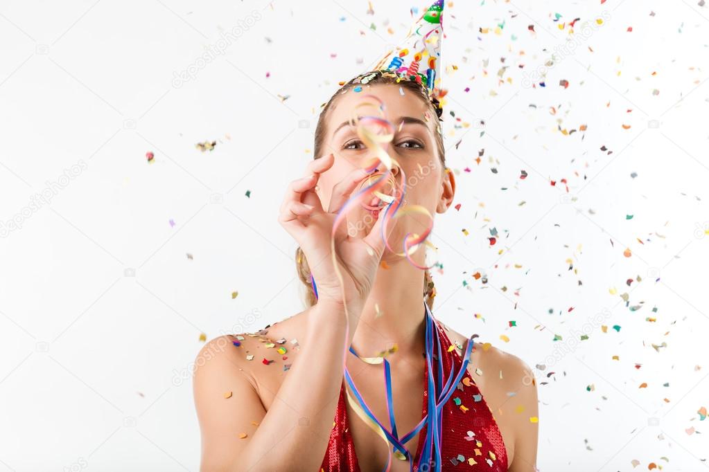 Woman celebrating birthday or party