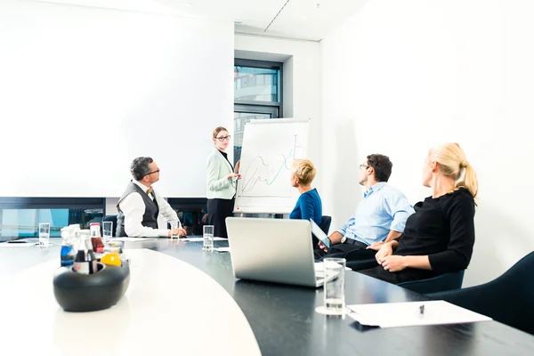 Business - team presentation on white board — Stock Photo, Image