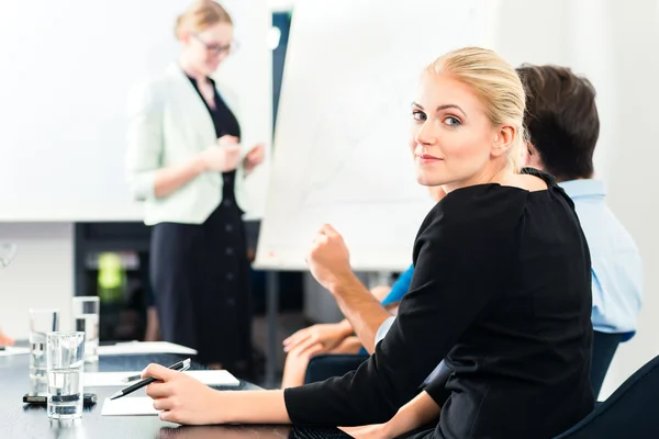 Business - team presentation on white board — Stock Photo, Image